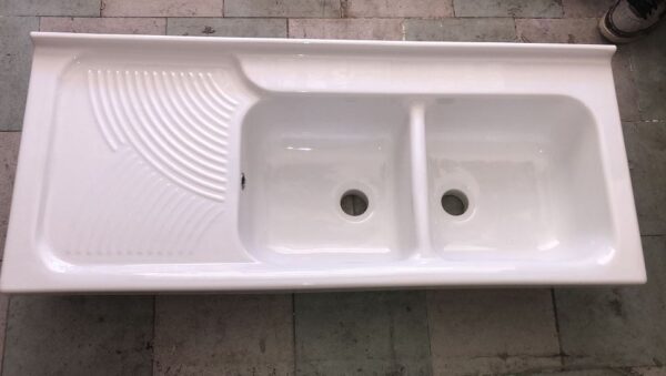 Lavello 120 2 vasche con gocciolatoio in ceramica