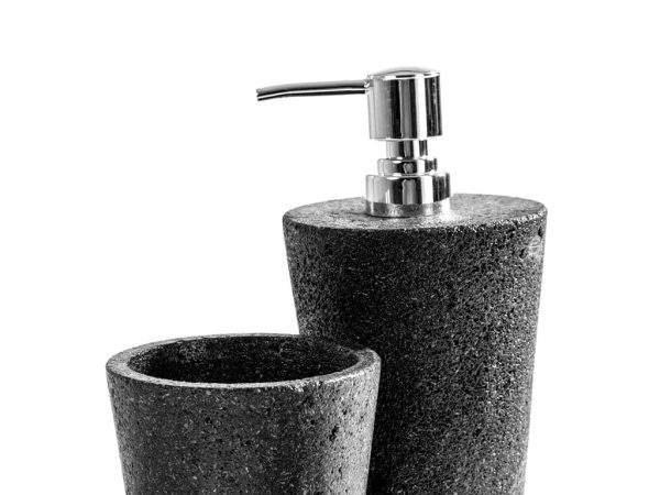 Accessori da bagno in pietra e legno Lava porta sapone - immagine 2