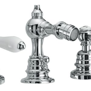 Miscelatore bidet a tre fori con bocca h 130mm con scarico e salterello Melrose 21