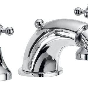 Miscelatore bidet a tre fori con bocca h 80 mm con scarico e salterello Melrose22