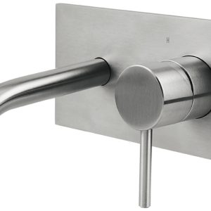 Parte esterna del miscelatore lavabo incasso a parete con piastra serie CleoSteel h 160mm