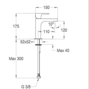 Miscelatore lavabo H 175 mm senza scarico Daily