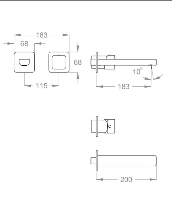 Miscelatore lavabo incasso a parete h 200mm Daily - immagine 2