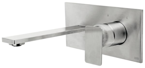Miscelatore per Lavabo incasso a parete con piastra h 205mm PlaySteel 58