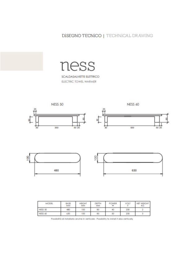 Scaldasalviette e Termoarredi Elettrici Ness 50 - immagine 3